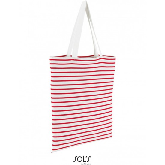 Striped Jersey Shopping Bag Luna(Rood/Wit)