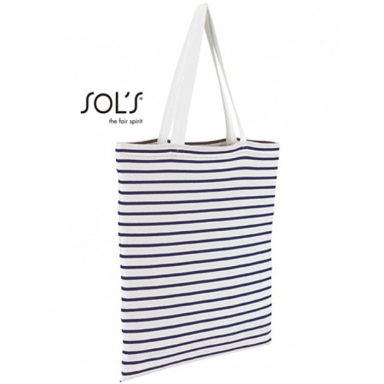Striped Jersey Shopping Bag Luna(Blauw/Wit)