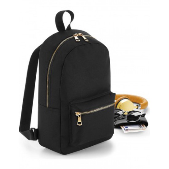 Metallic Zip Mini Backpack Maat 23 x 35 x 12 cm (Black)