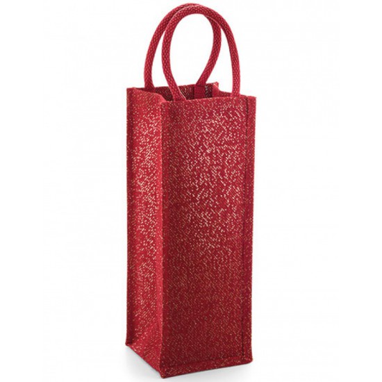 Shimmer Jute Bottle Bag (Rood)